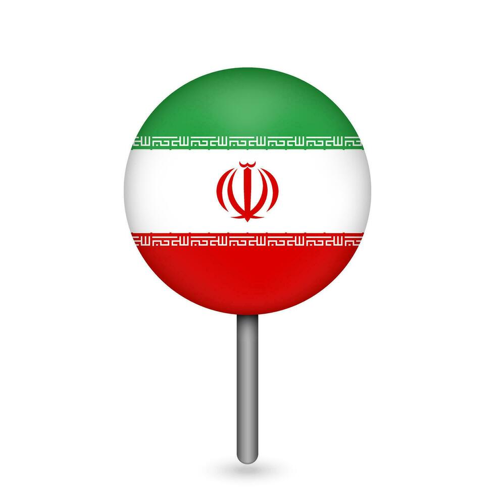 Kartenzeiger mit Land Iran. Iran-Flagge. Vektor-Illustration. vektor