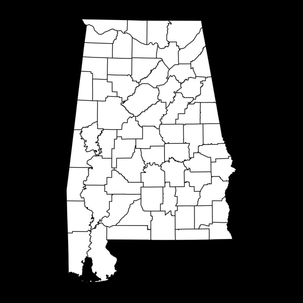Alabama Zustand Karte mit Landkreise. Vektor Illustration.