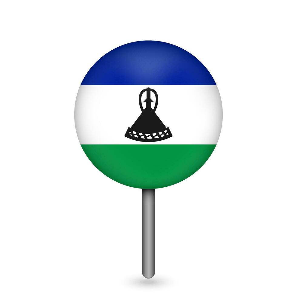 Kartenzeiger mit Land Lesotho. Lesotho-Flagge. Vektor-Illustration. vektor
