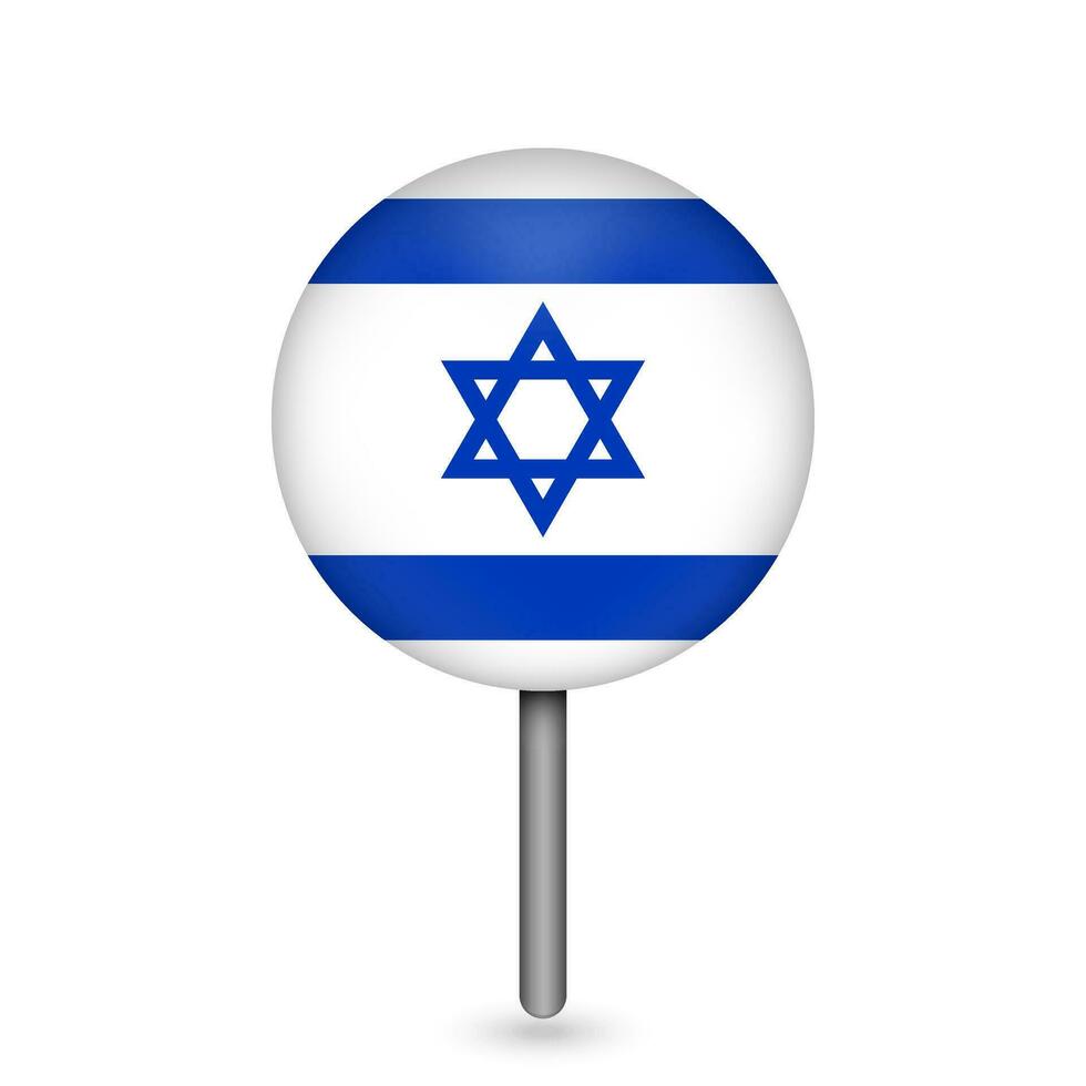 Kartenzeiger mit Land Israel. Israel-Flagge. Vektor-Illustration. vektor