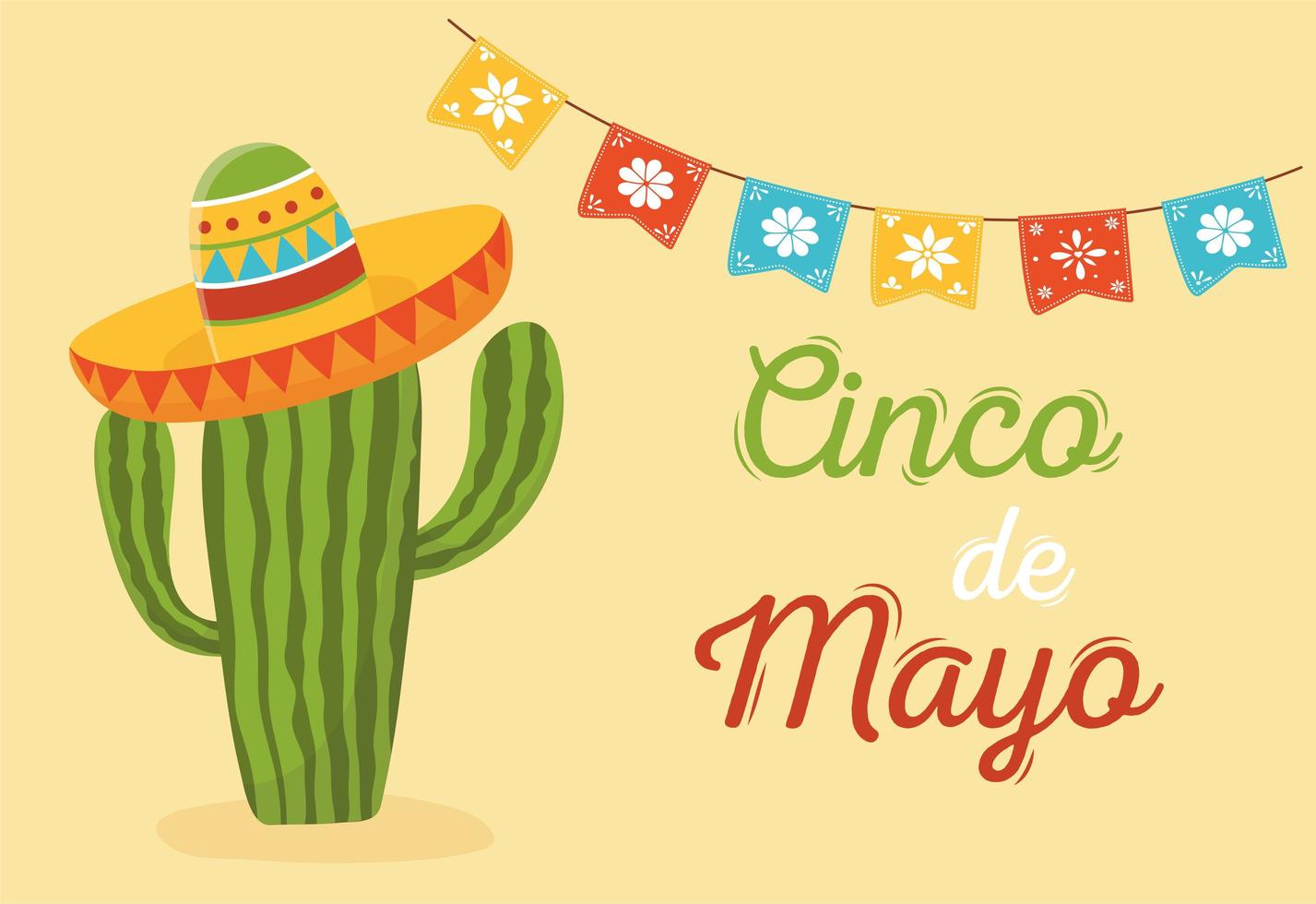 Kaktus mit Hutdekoration Cinco de Mayo mexikanische Feier vektor