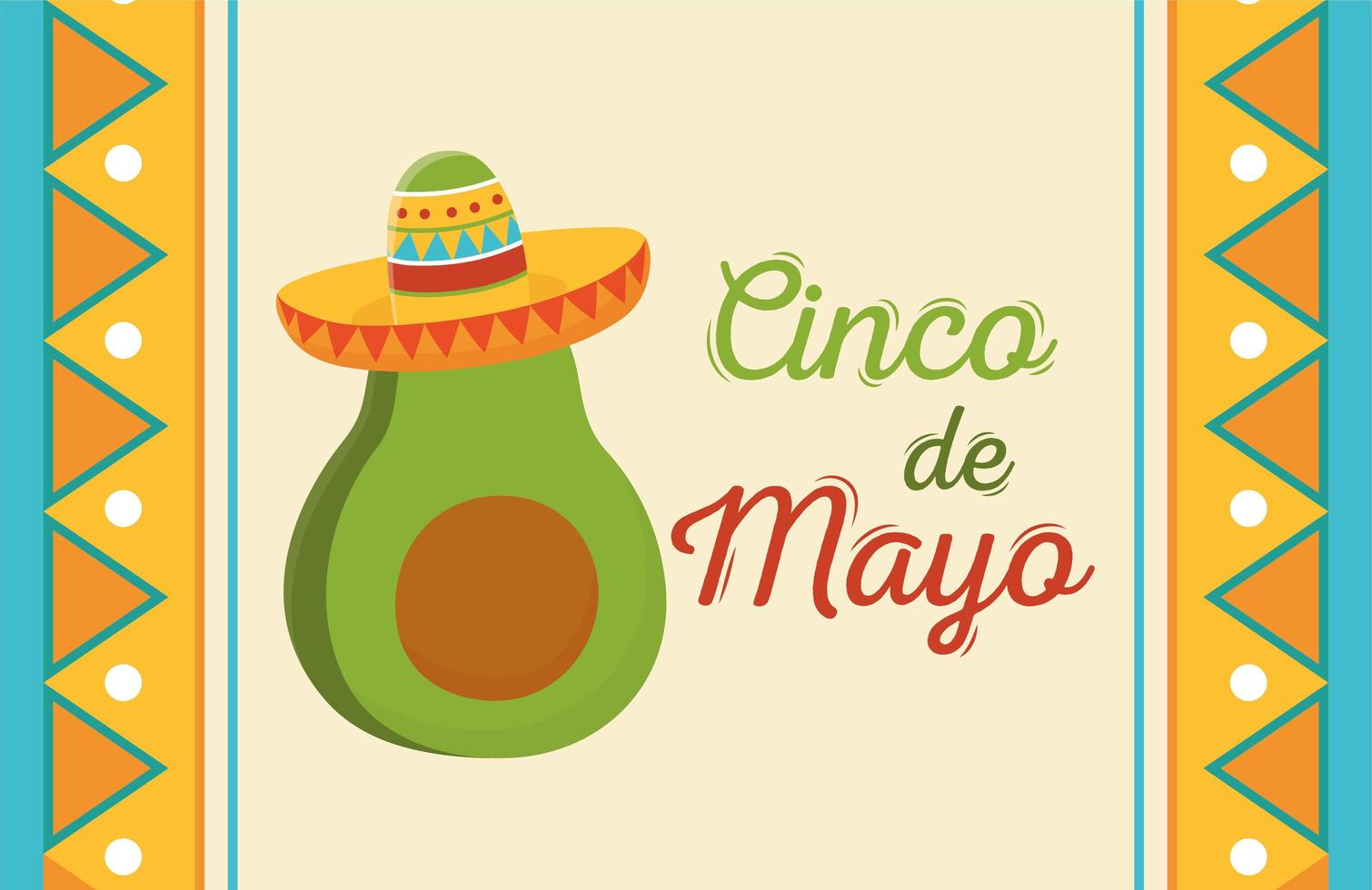 Cinco de Mayo Avocado mit Hut mexikanische Feier vektor