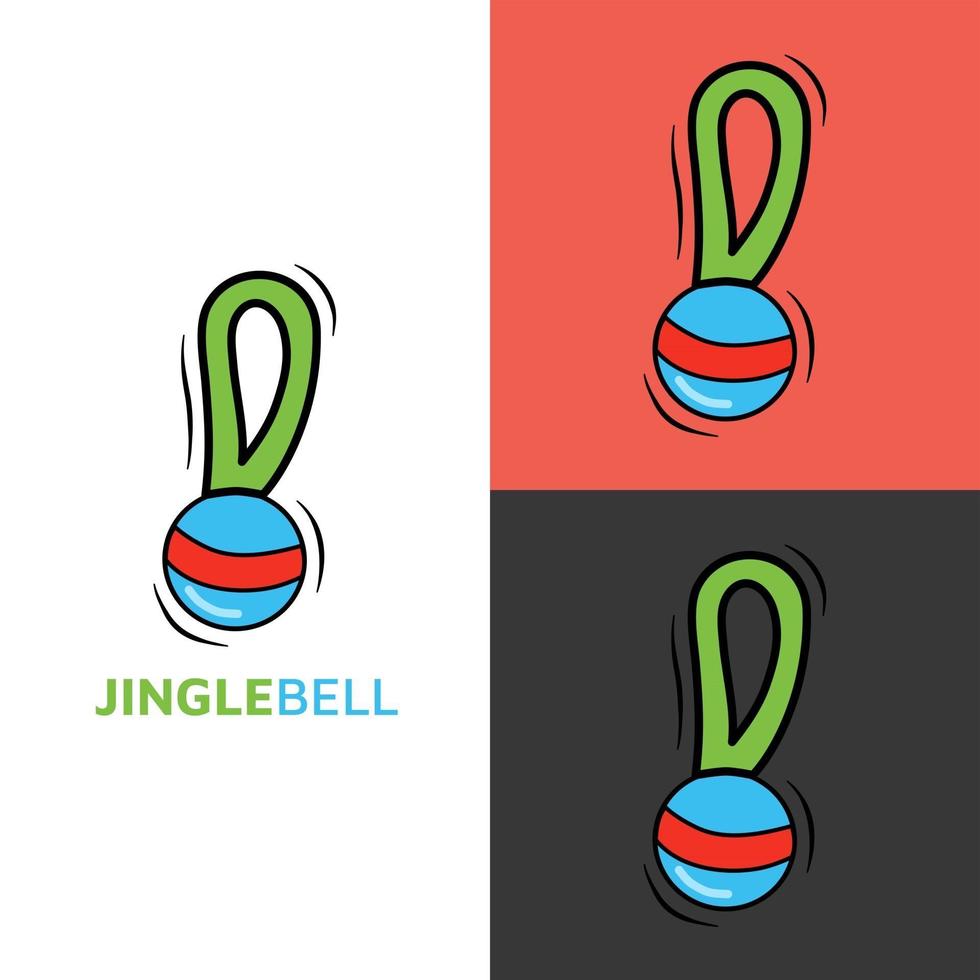 jingle bell kawaii ikon logotyp för baby och barn söt tecknad handritad doodle ikon klistermärke vektor