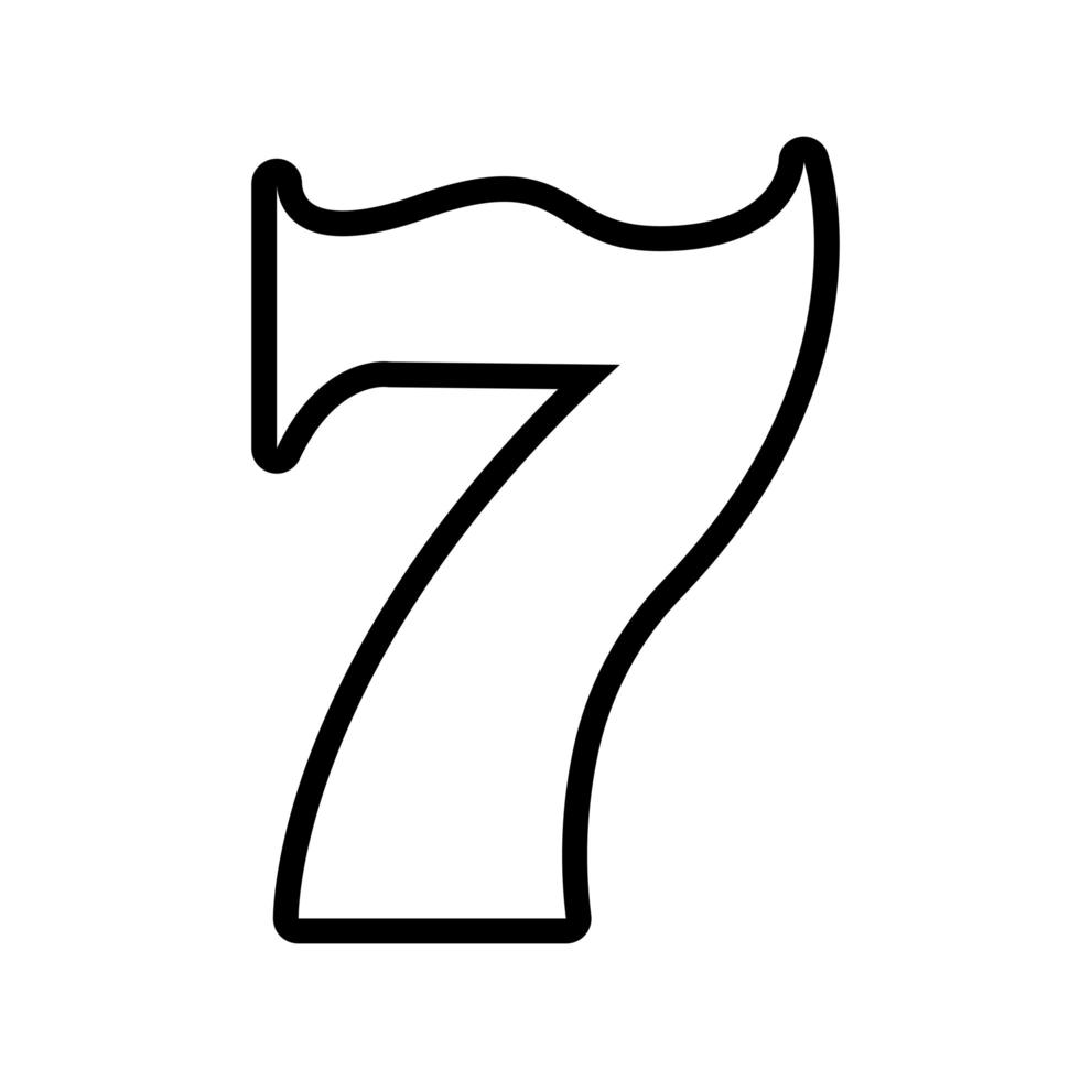 Symbol mit sieben Zahlen isoliert vektor