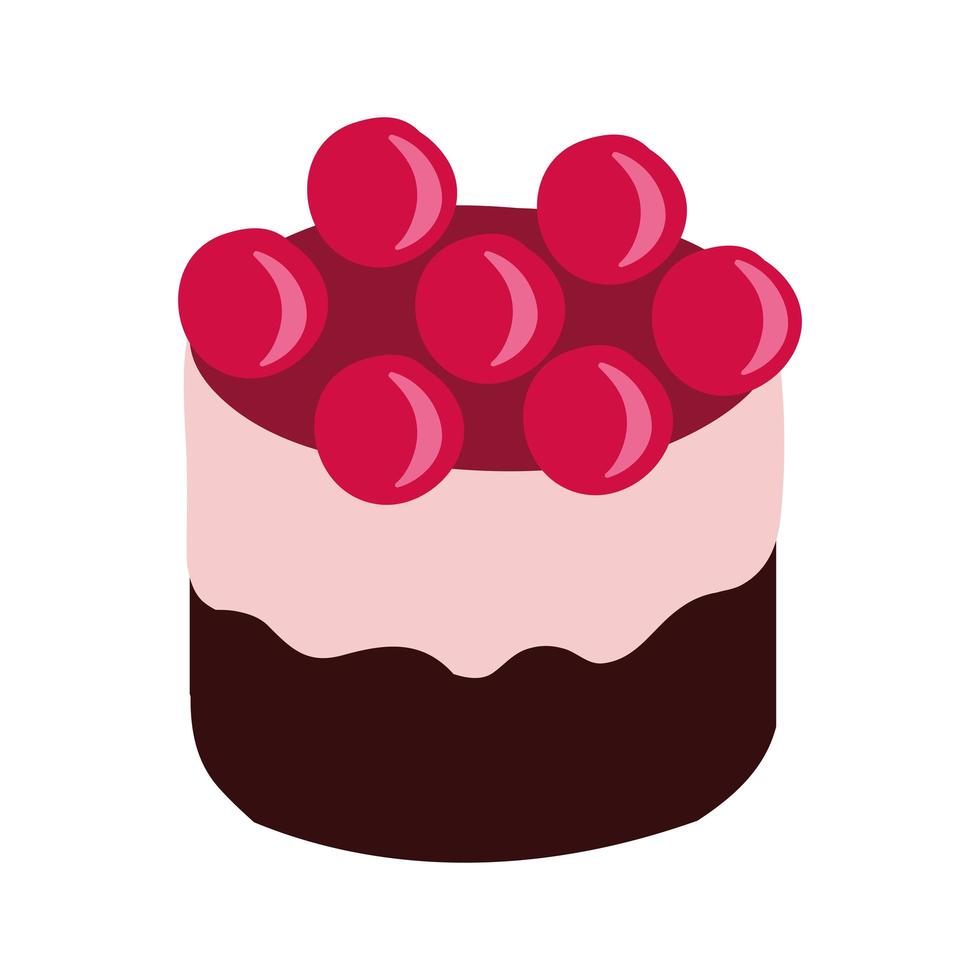 söt tårta med körsbär efterrätt vektor
