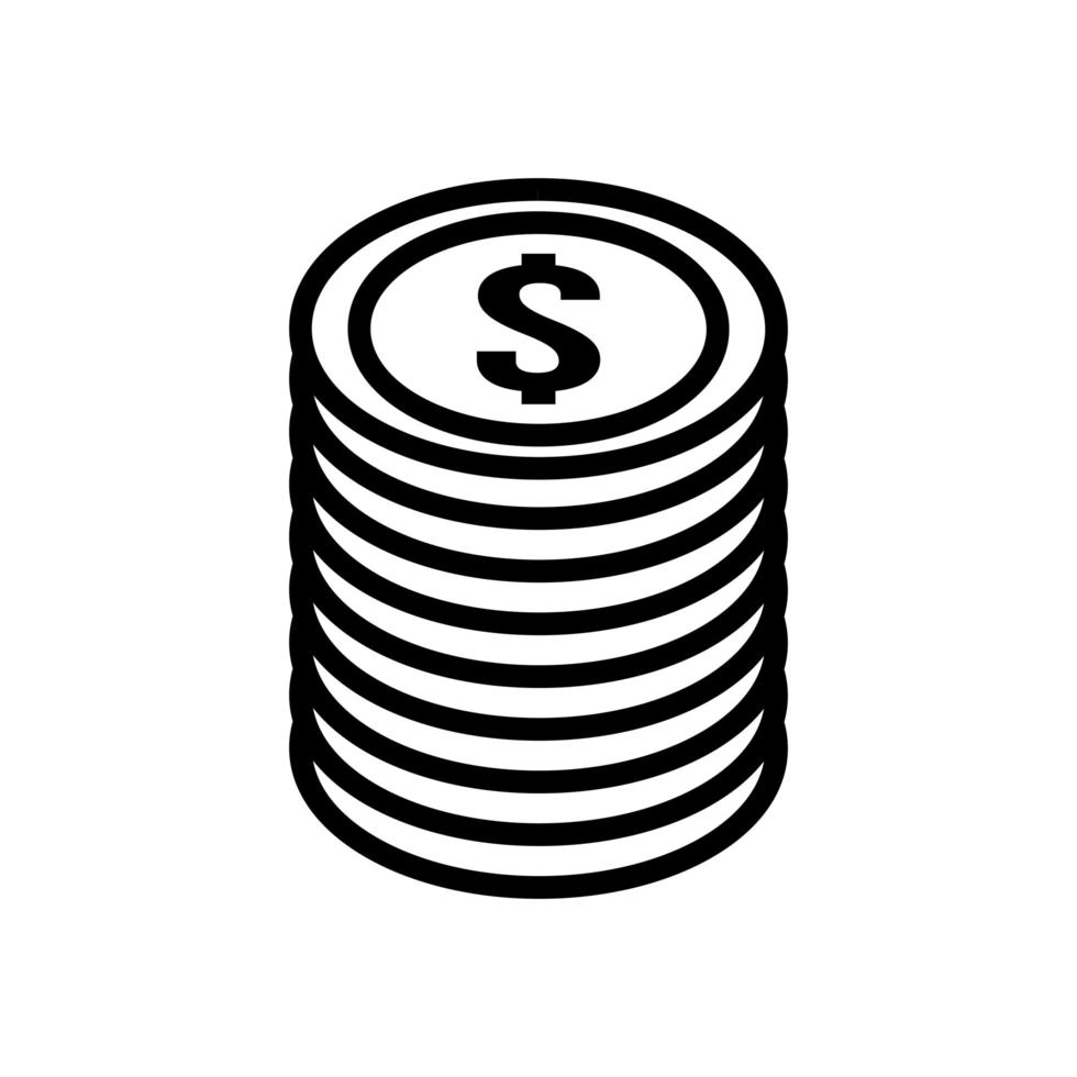 hög mynt pengar dollar ikon vektor