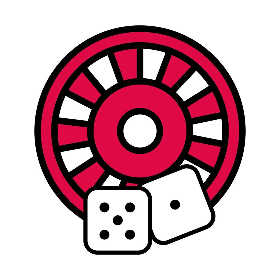 Roulette-Rad mit Würfeln Casino vektor