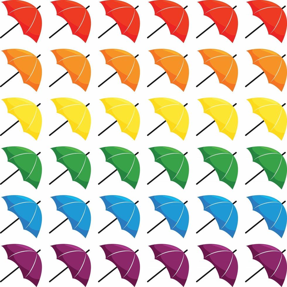 Regenbogenfarbensatz. Regenschirm Muster. Vektor