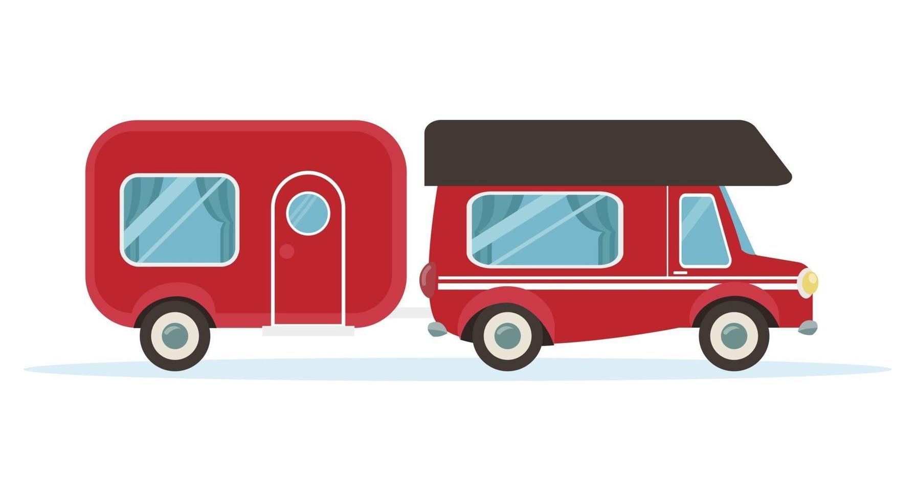 röd van bil för resor husbil läger vektor