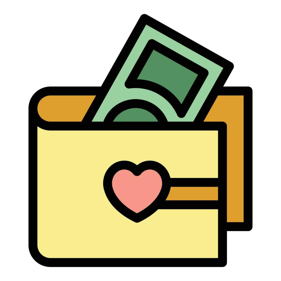 Brieftasche Liebe Geld Symbol Vektor eben