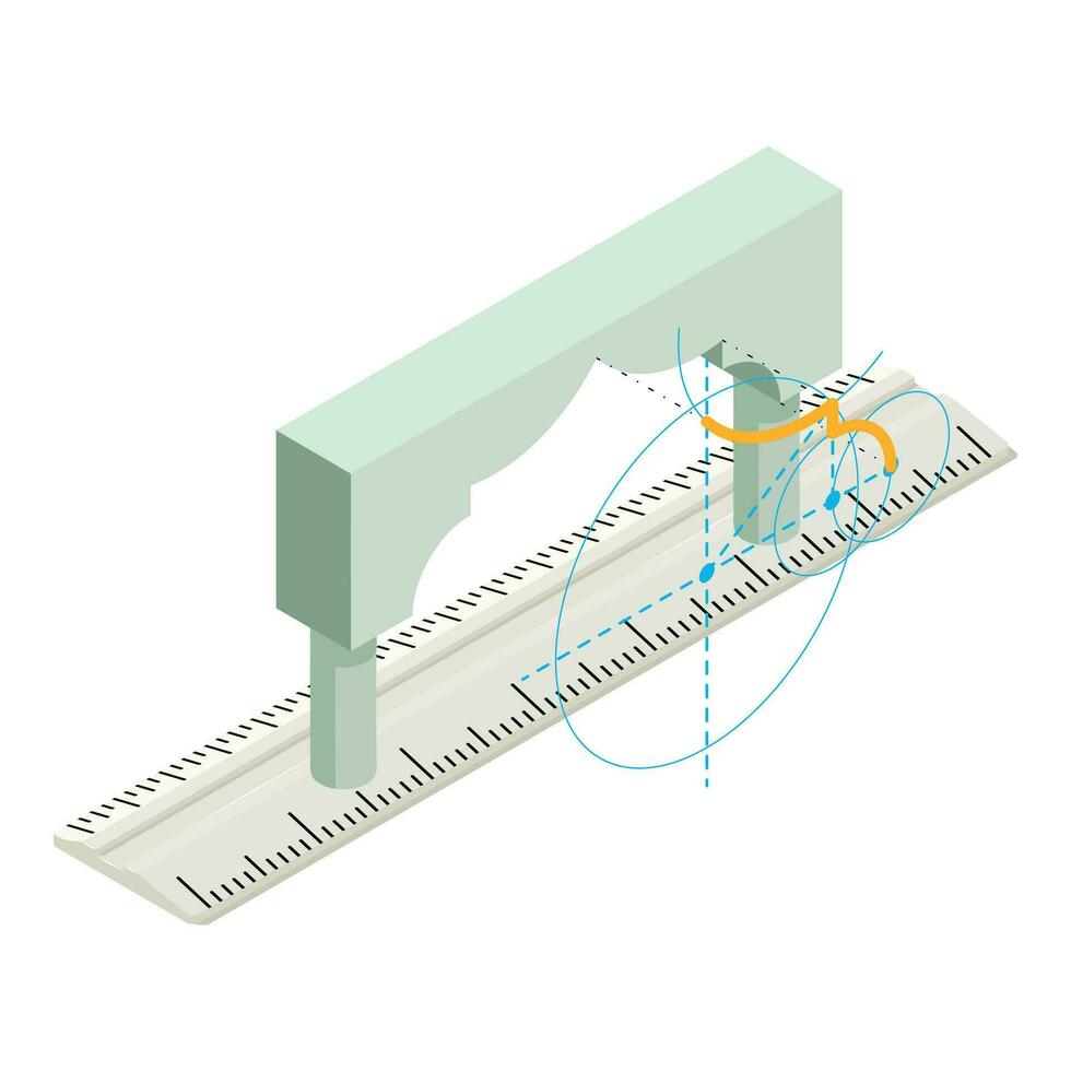 Ingenieurwesen Arbeit Symbol isometrisch Vektor. modern Bogen Projekt und Plastik Lineal vektor