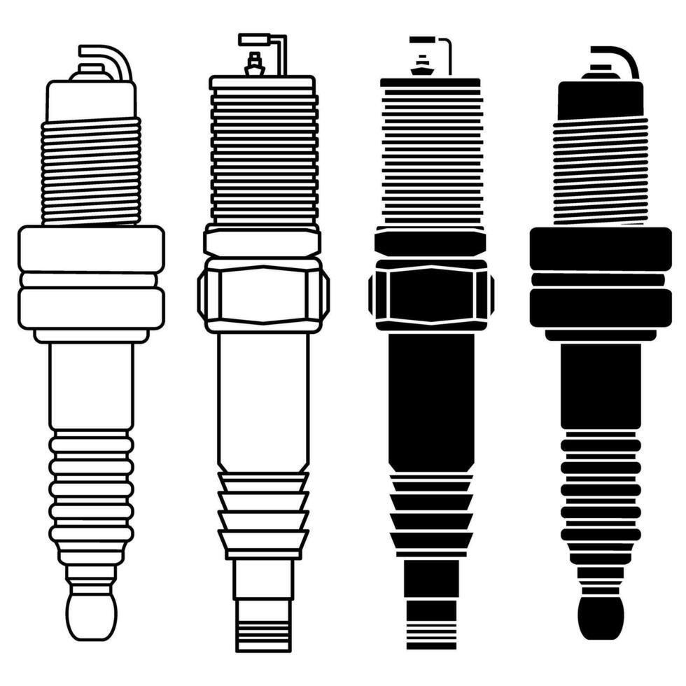 Funke Stecker Symbol Vektor Satz. Motor Zündung Illustration Zeichen Sammlung. Detail Symbol oder Logo.