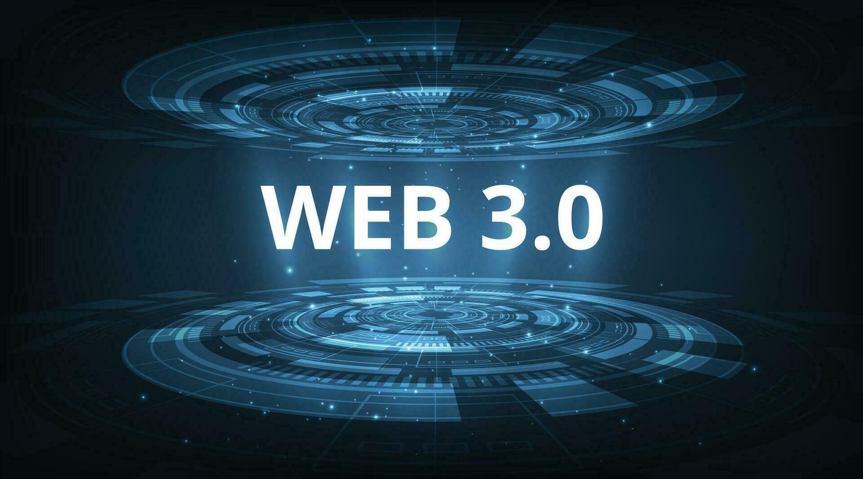 Netz 3.0 Text auf Podium 3d Technologie Illustration Vektor. vektor