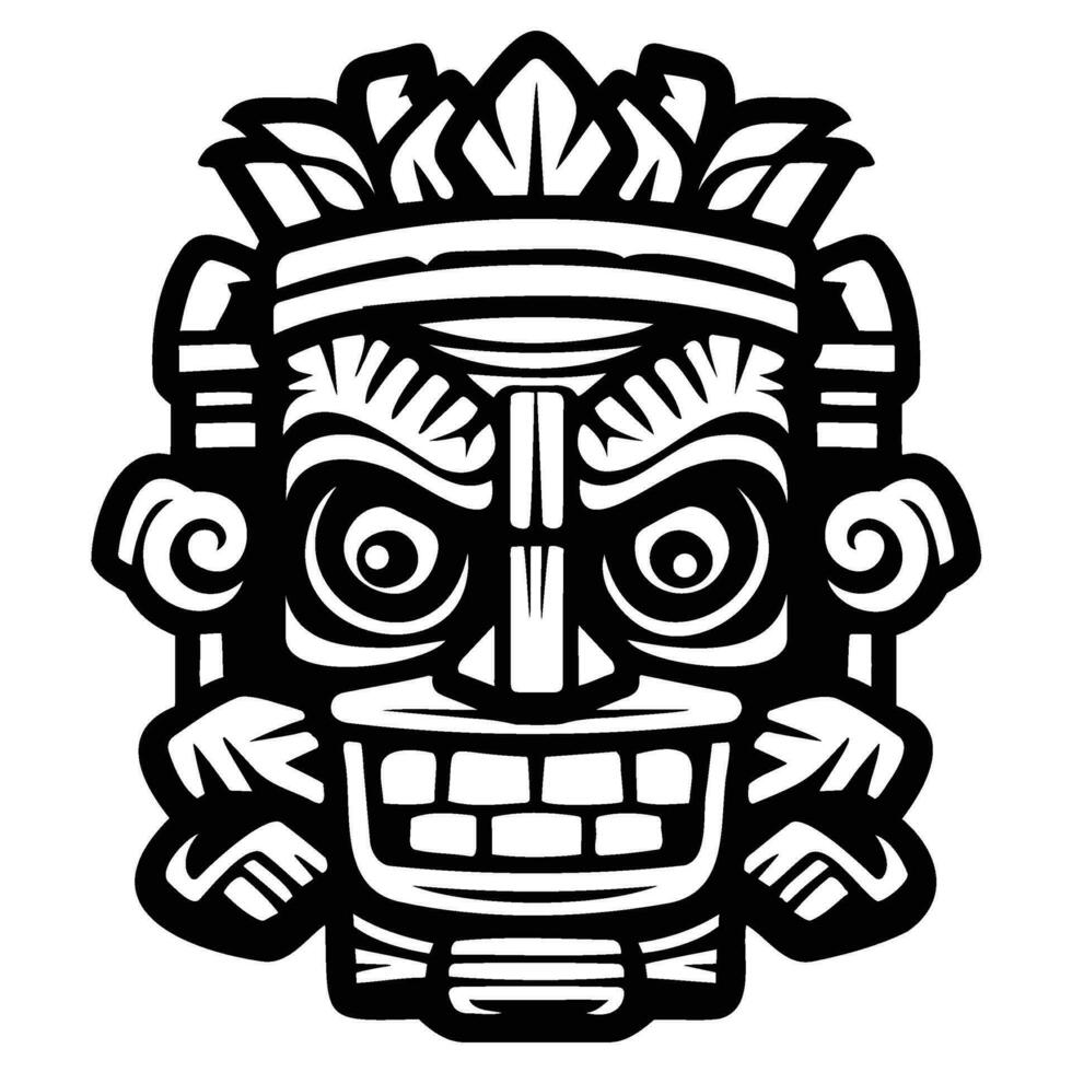 Illustration Tiki Statue im einfarbig Stil, Tiki tropisch Natur Sommer. vektor