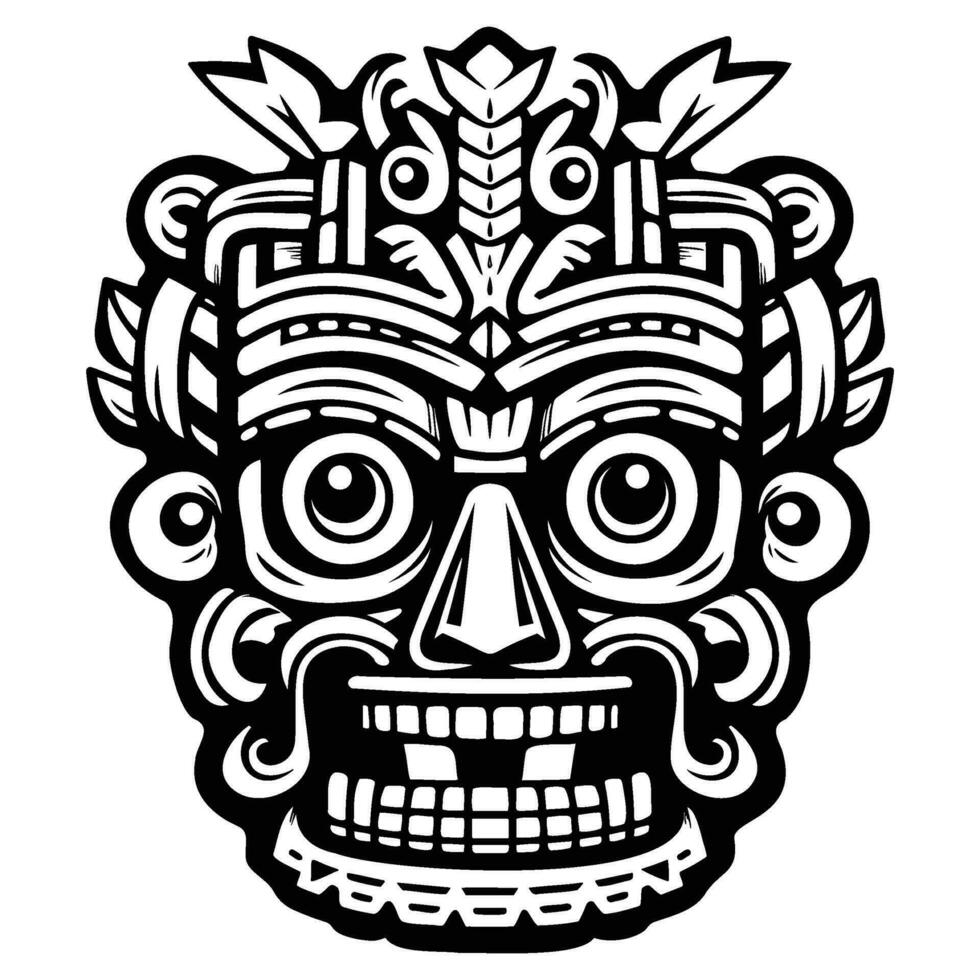 Illustration Tiki Statue im einfarbig Stil, Tiki tropisch Natur Sommer. vektor