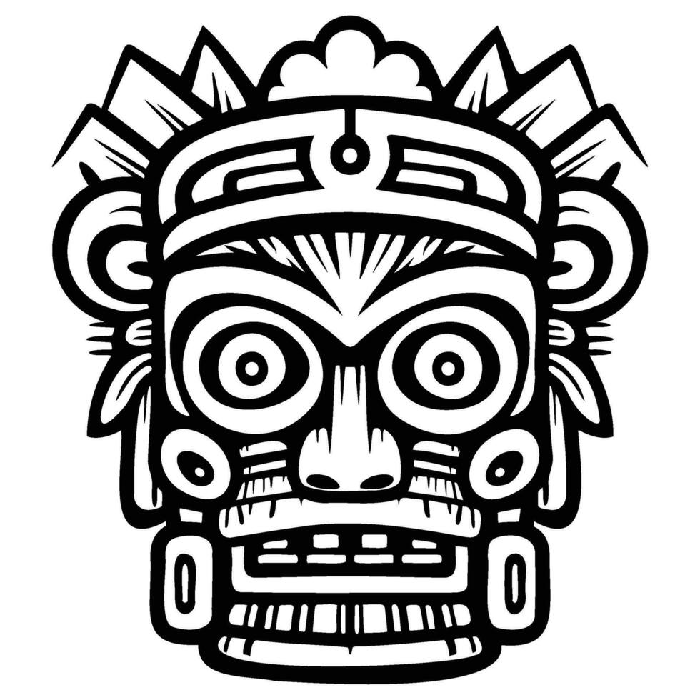 Illustration Tiki Statue im einfarbig Stil, Tiki tropisch Natur Sommer. vektor