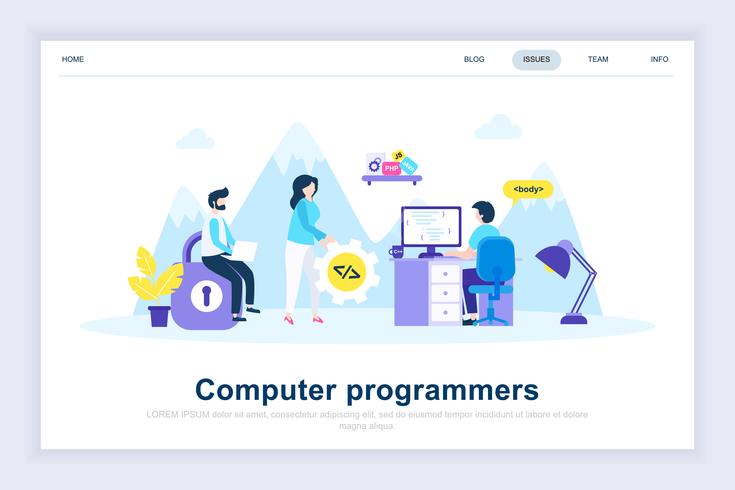 Modernes flaches Designkonzept der Computerprogrammierer vektor