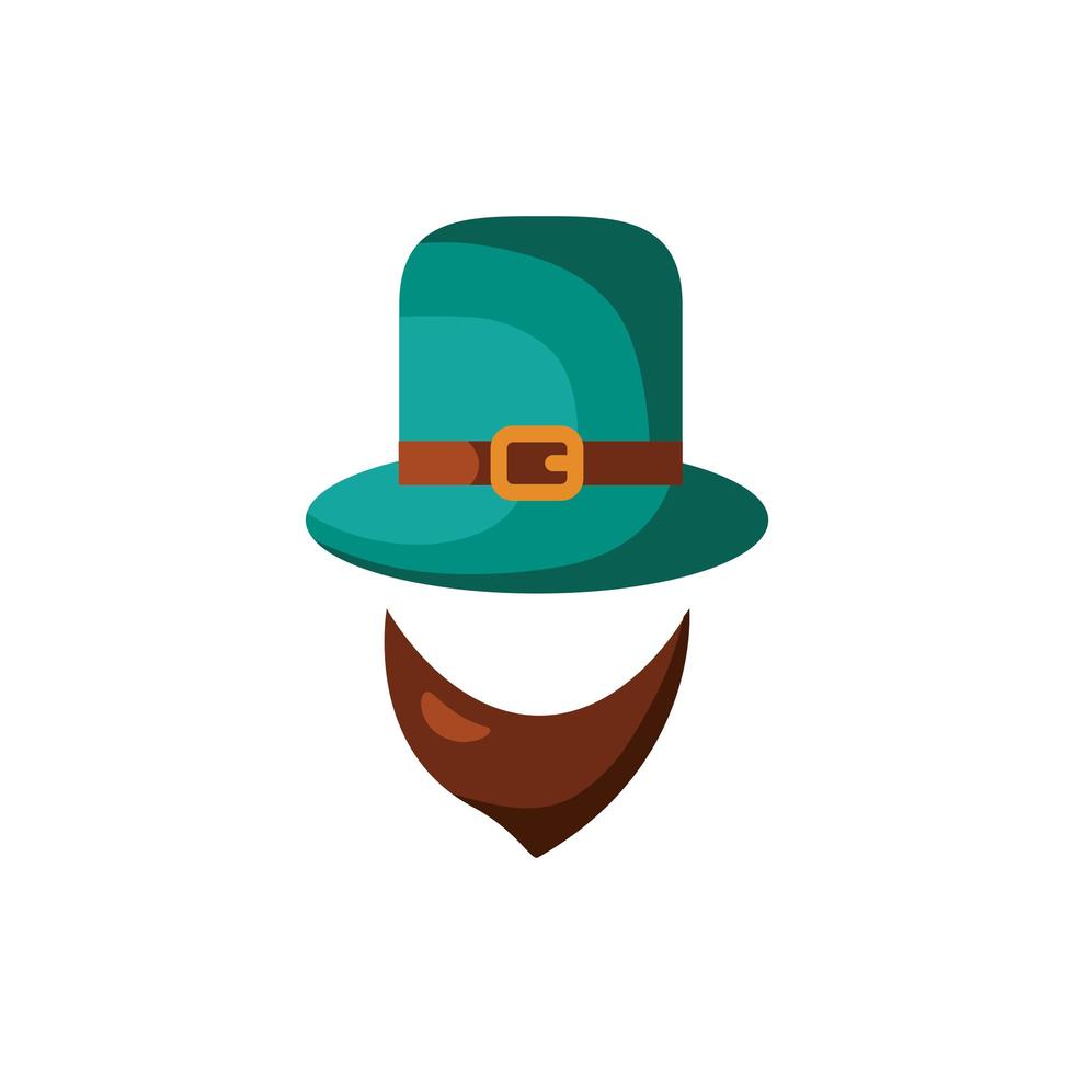 leprechaun hatt tillbehör med skägg detalj stil vektor