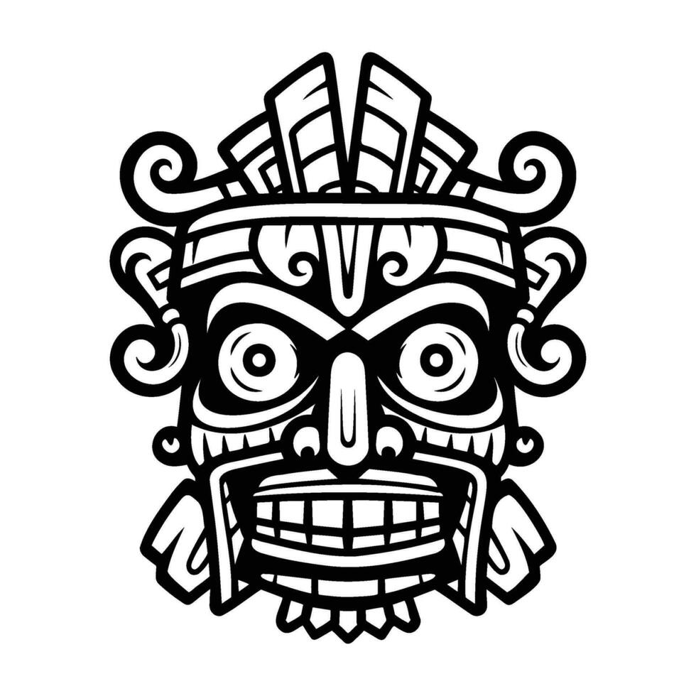 Illustration Tiki Statue im einfarbig Stil, Tiki tropisch Natur Sommer. vektor