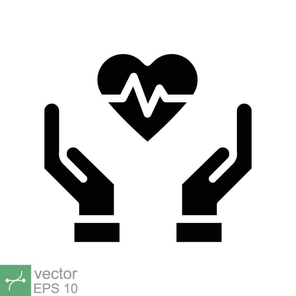 hjärta Betygsätta ikon. enkel fast stil. hand hjärta puls, elektrokardiogram tecken, sjukvård och medicinsk begrepp. glyf vektor illustration isolerat på vit bakgrund. eps 10.