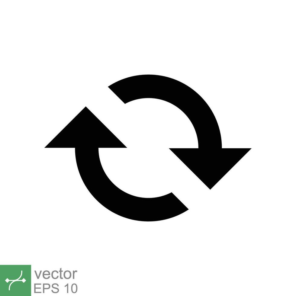 zyklisch Drehung Symbol. einfach solide Stil. Wohnung, Recycling, wiederholen, erneuern, drehen, Pfeil, synchronisieren, ändern, Tausch, Austausch Konzept. Glyphe Vektor Illustration isoliert auf Weiß Hintergrund. eps 10.