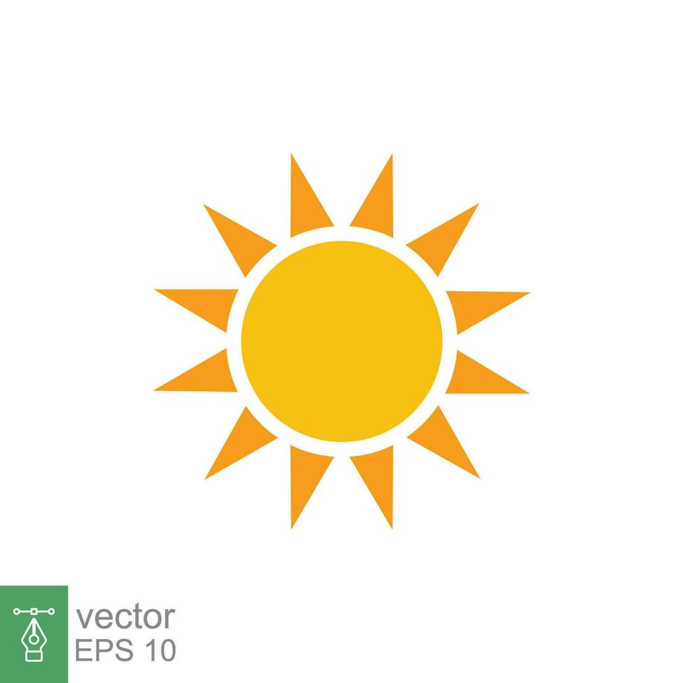 Sol värme ikon. enkel platt stil. glans, värma, webb, piktogram, solljus, värme, symbol, väder begrepp. vektor illustration isolerat på vit bakgrund. eps 10