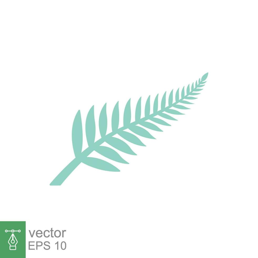 Farn Symbol. einfach eben Stil. Blatt, Logo, nz, Kiwi, Maori, Silhouette, Vogel, Zeichen, Neu Neuseeland Symbol Konzept Design. Vektor Illustration isoliert auf Weiß Hintergrund. eps 10