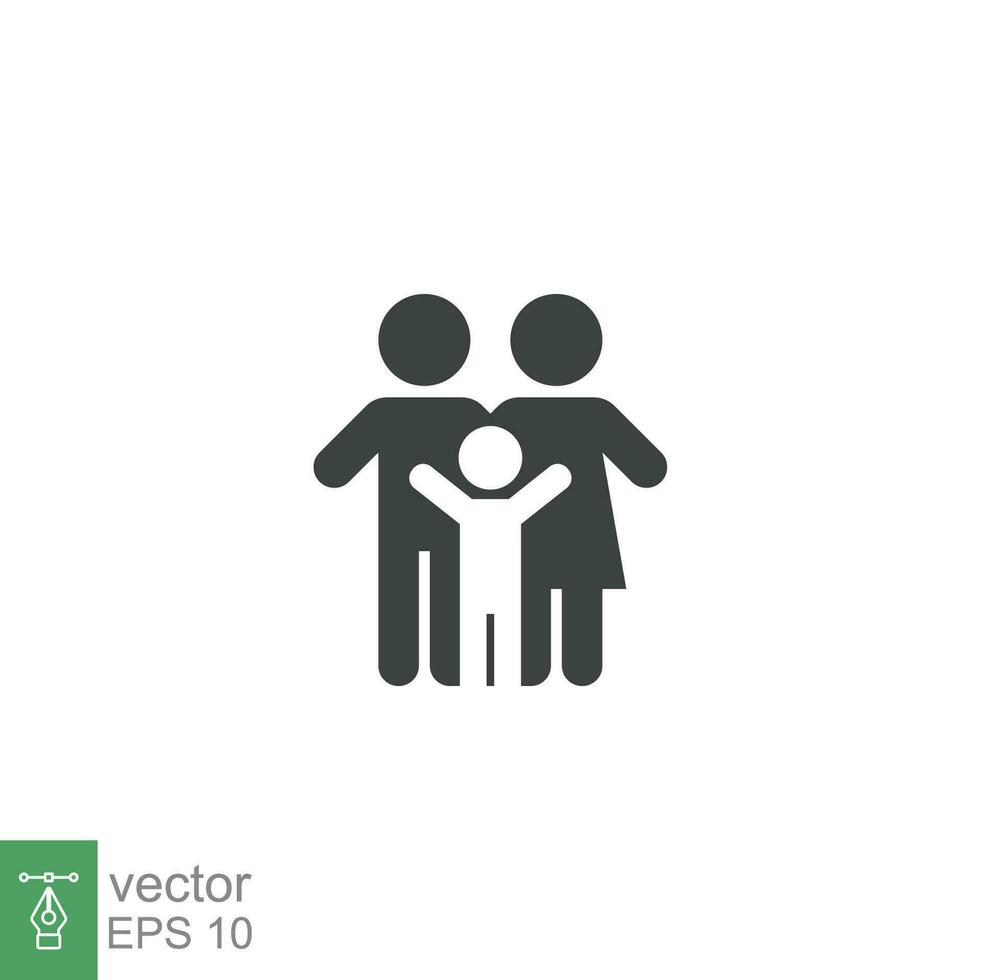 Elternteil und Kind Symbol. einfach solide Stil. Menschen, Kind, Symbol, Mitglied, Versicherung, Mutter, Sohn, Vater, Generation, Person, Familie Liebe Konzept. Vektor Illustration isoliert auf Weiß Hintergrund eps 10