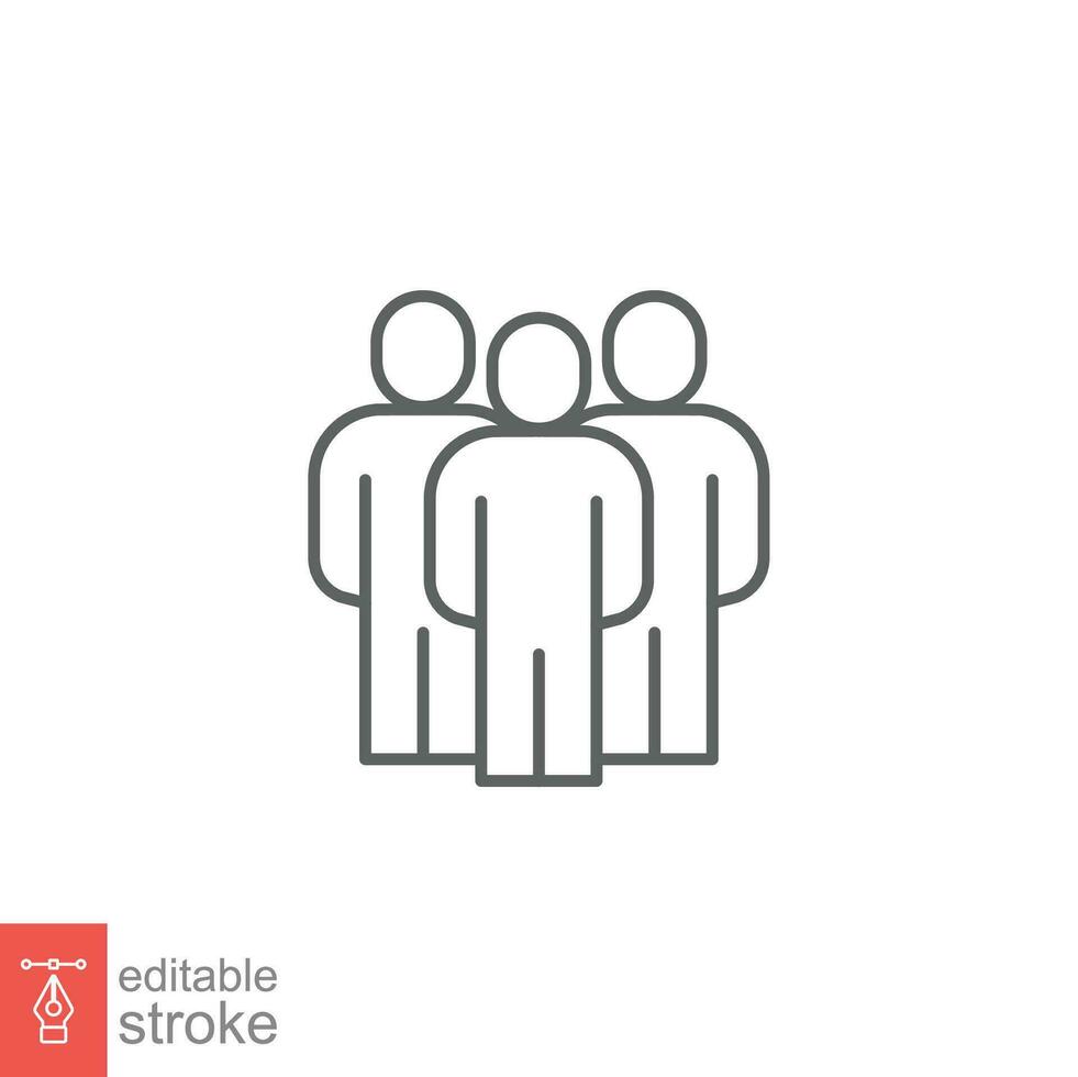 Menschen Linie Symbol. einfach Gliederung Stil. Person, Gruppe, menschlich, Mitarbeiter, Geschäft, Piktogramm, Silhouette, Menge, Team, Führung, Sozial Konzept. Vektor Illustration isoliert. editierbar Schlaganfall eps 10