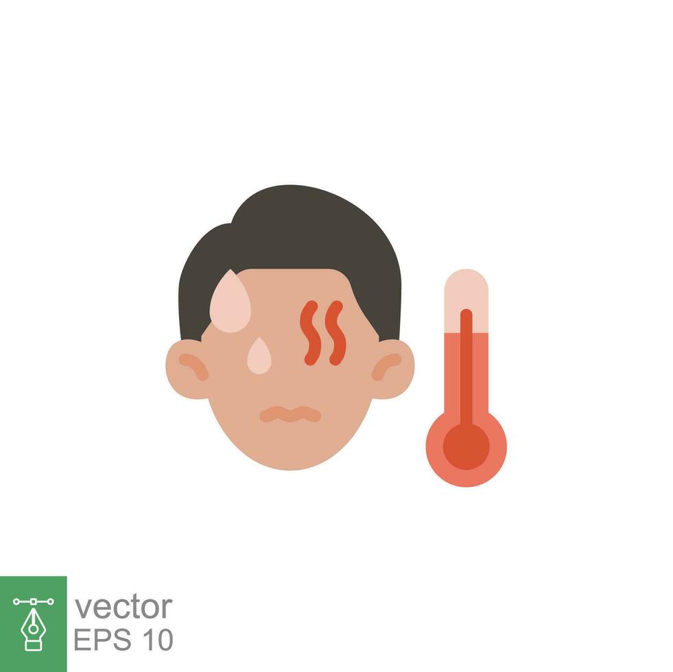apkoppor virus symptom ikon. feber, termometer. enkel platt stil symbol. vektor illustration isolerat på vit bakgrund. eps 10.