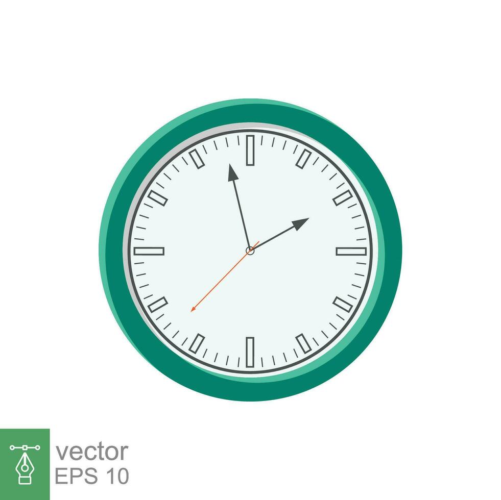 flaches Symbol der analogen Uhr. Zeitmanagement-Symbol, Chronometer mit Stunden-, Minuten- und Sekundenpfeil. einfache Vektorillustration lokalisiert auf weißem Hintergrund. Folge 10. vektor