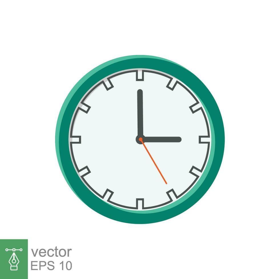 analog klocka platt ikon. tid förvaltning symbol, kronometer med timme, minut och andra pil. enkel vektor illustration isolerat på vit bakgrund. eps 10.