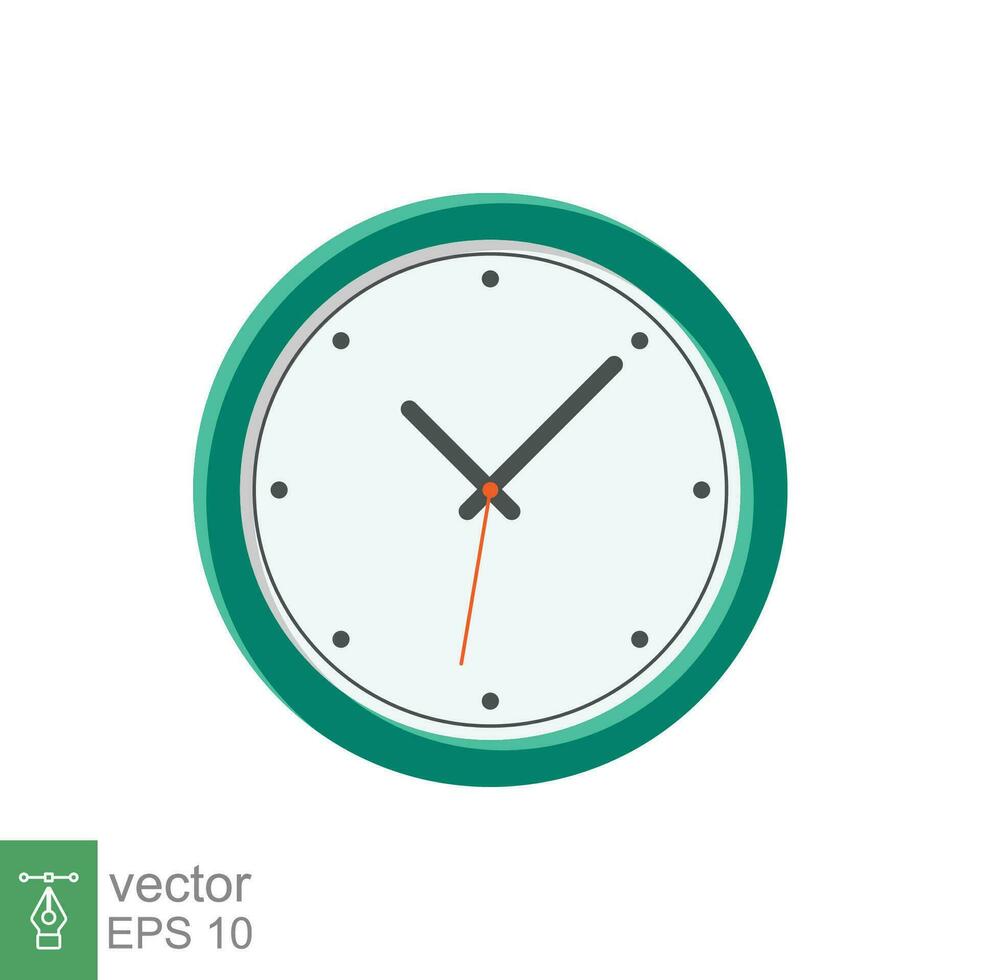 flaches Symbol der analogen Uhr. Zeitmanagement-Symbol, Chronometer mit Stunden-, Minuten- und Sekundenpfeil. einfache Vektorillustration lokalisiert auf weißem Hintergrund. Folge 10. vektor