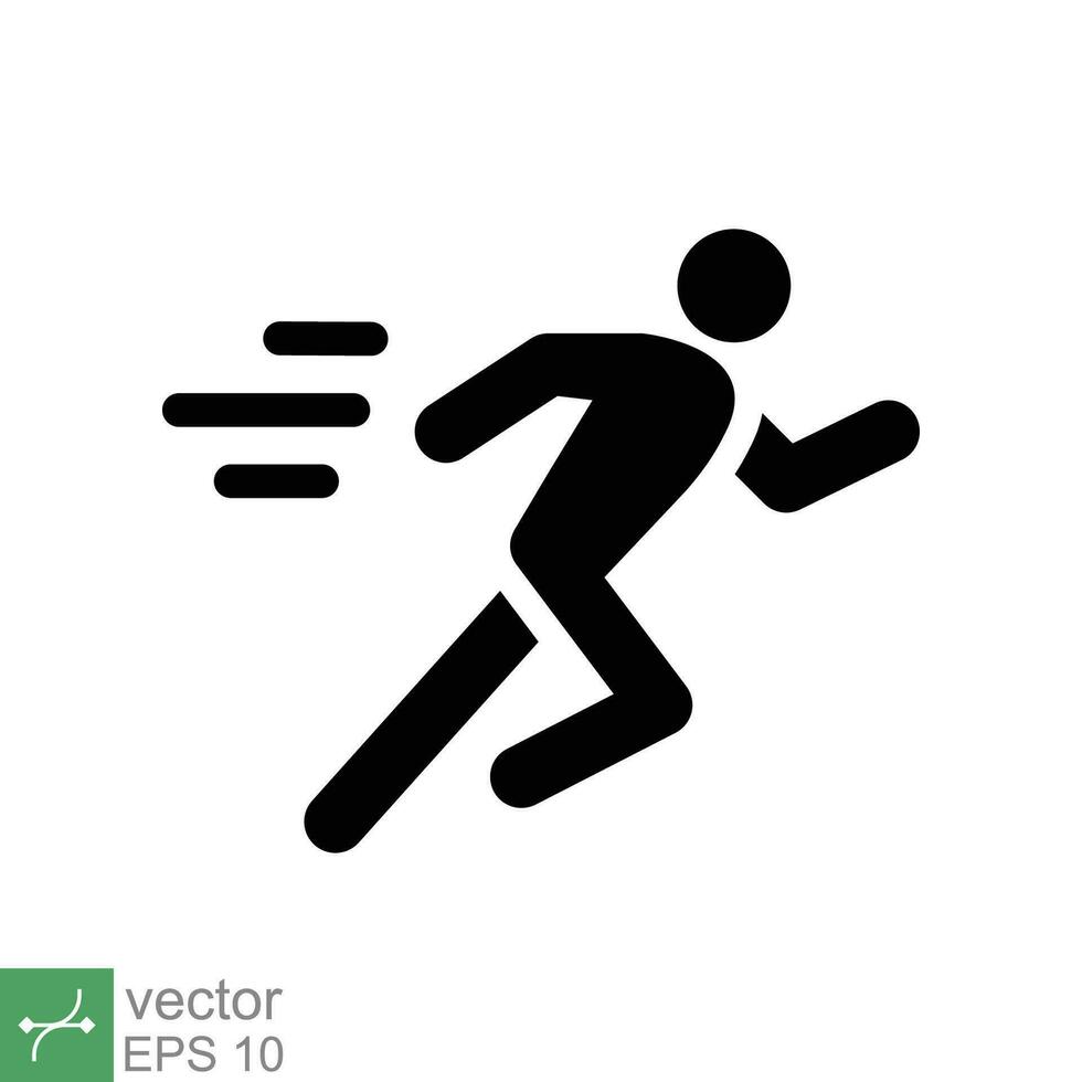man snabb springa ikon. enkel fast stil. löpare, idrottare, person, sprinta, träning, sport begrepp. glyf symbol vektor illustration design isolerat på vit bakgrund. eps 10.