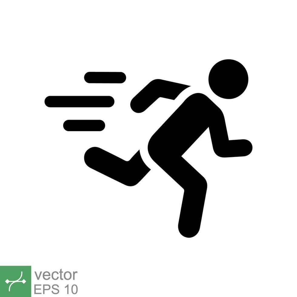 man snabb springa ikon. enkel fast stil. löpare, idrottare, person, sprinta, träning, sport begrepp. glyf symbol vektor illustration design isolerat på vit bakgrund. eps 10.