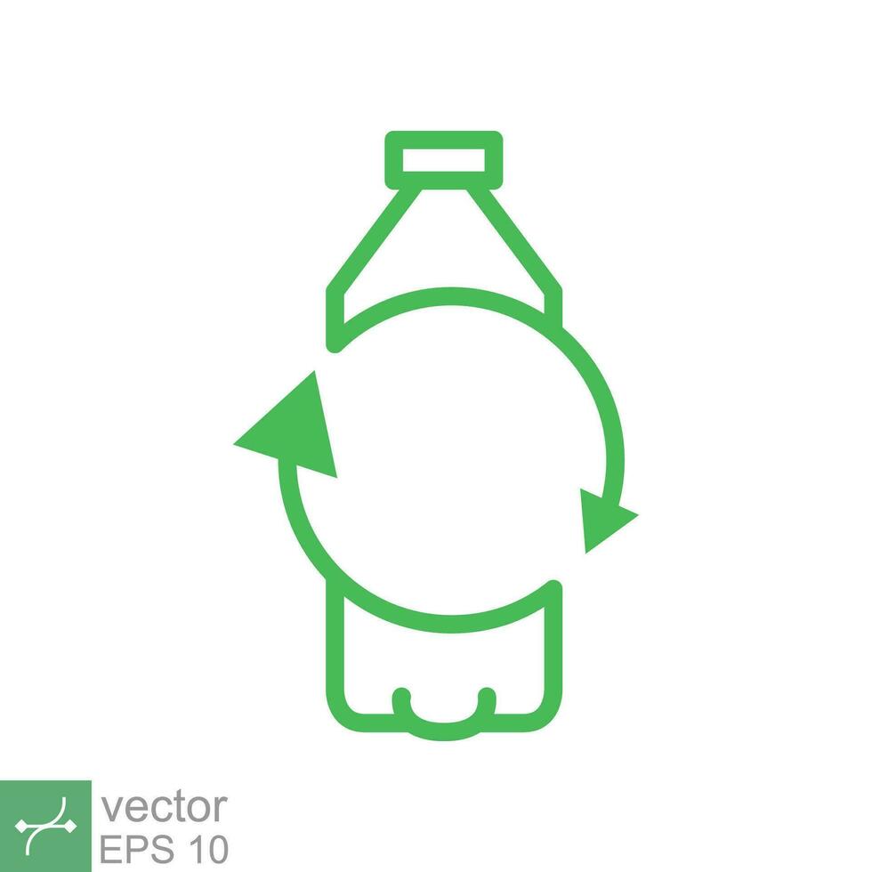 recyceln Plastik Flasche Symbol. einfach Gliederung Stil. Grün, Kreis Pfeil, Gesundheit Natur, organisch, Umgebung Konzept. Linie Vektor Illustration isoliert auf Weiß Hintergrund. eps 10.