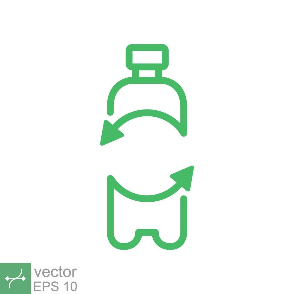 recyceln Plastik Flasche Symbol. einfach Gliederung Stil. Grün, Kreis Pfeil, Gesundheit Natur, organisch, Umgebung Konzept. Linie Vektor Illustration isoliert auf Weiß Hintergrund. eps 10.