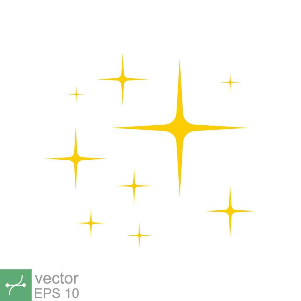 Star funkeln Vektor Symbol. einfach eben Stil. Gelb, Gold, funkeln, scheinen, Funke Form, zum Magie Wirkung, glühen, funkeln, Blitz Konzept. Single Illustration isoliert auf Weiß Hintergrund. eps 10.