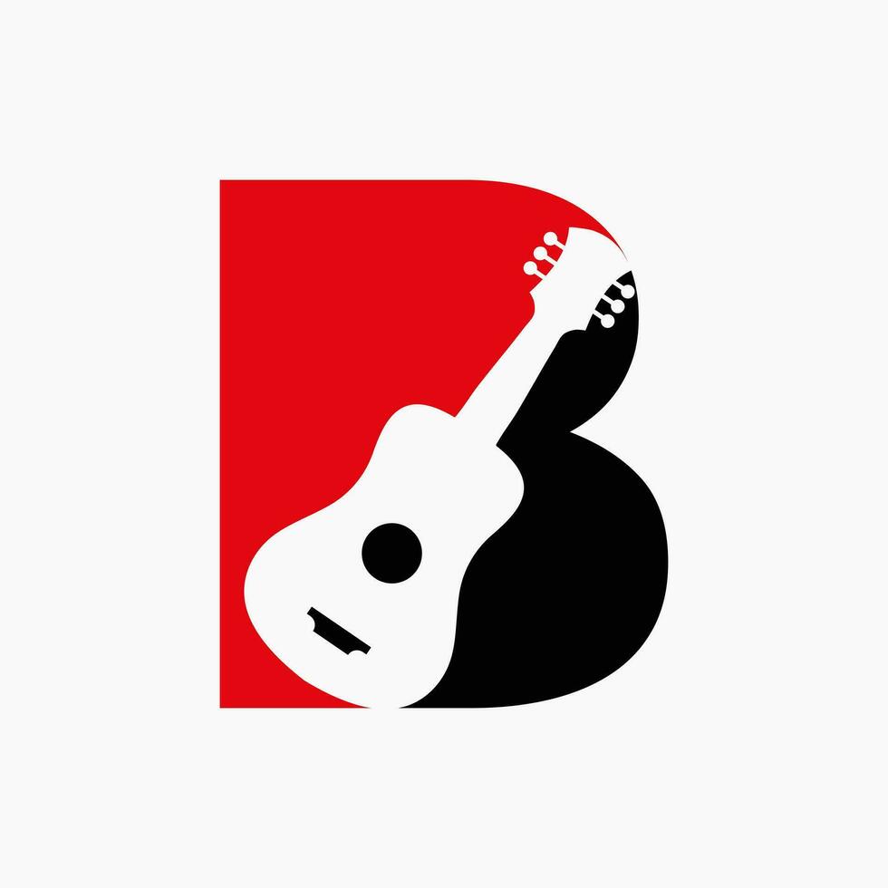 brev b gitarr logotyp. gitarrist logotyp begrepp med gitarr ikon. festival och musik symbol vektor