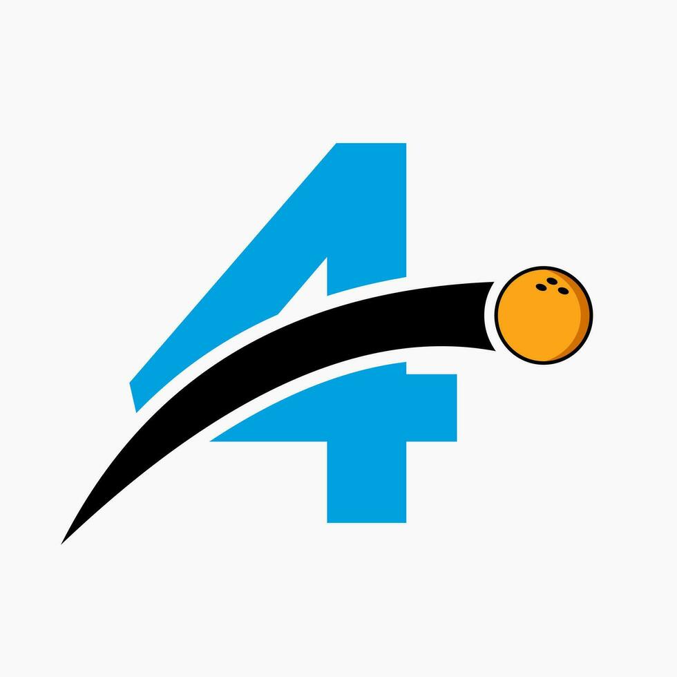 Brief 4 Bowling Logo. Bowling Ball Symbol mit ziehen um Ball Symbol vektor
