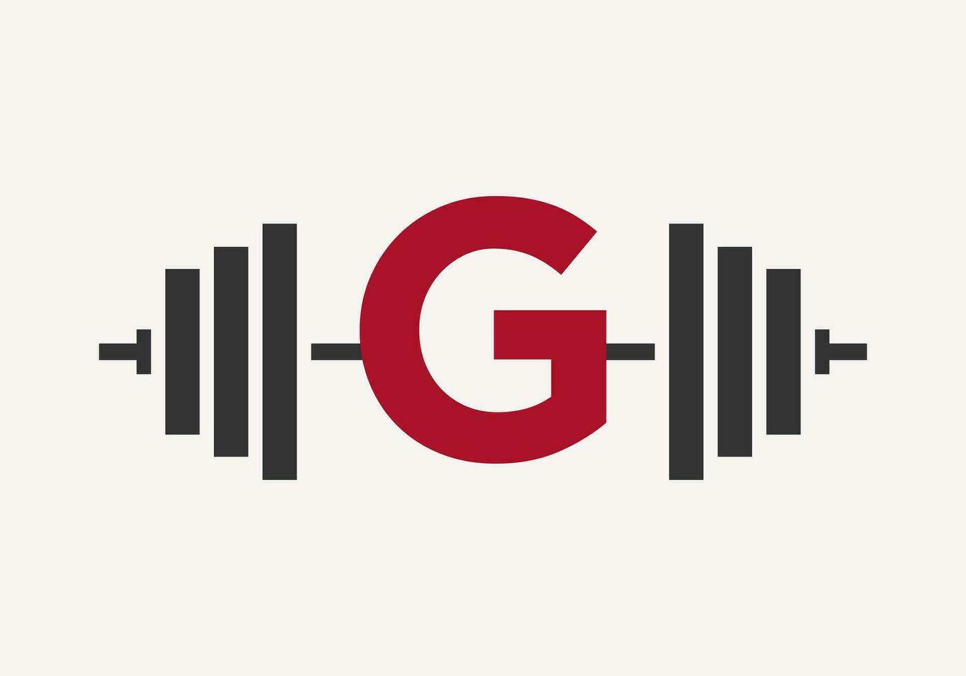 Brief G Fitness Logo Design. Fitnessstudio und Fitness Verein Symbol mit Hantel Symbol Vorlage vektor