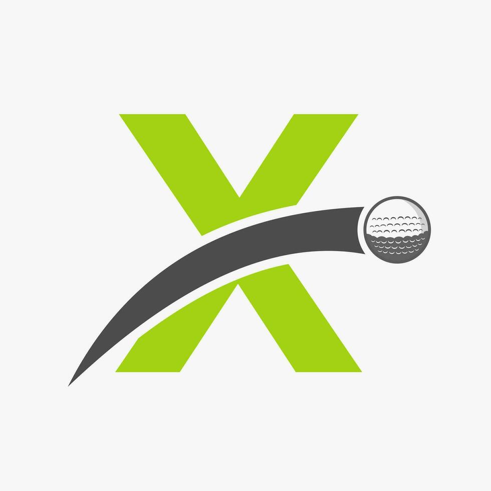 Golf Logo auf Brief x Konzept mit ziehen um Golf Ball Symbol. Eishockey Sport Logo Symbol vektor