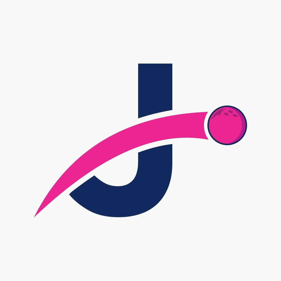 Brief j Bowling Logo. Bowling Ball Symbol mit ziehen um Ball Symbol vektor