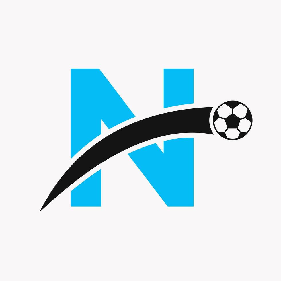 Fußball Logo auf Brief n mit ziehen um Fußball Symbol. Fußball Logo Vorlage vektor
