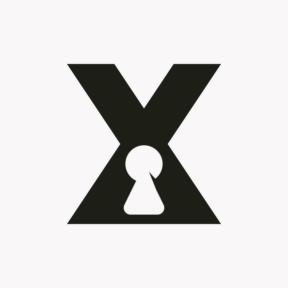 brev x nyckel håll logotyp design. låst ikon, säkerhet, skydd, säker symbol vektor mall