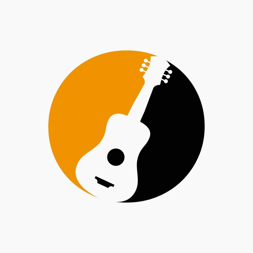brev o gitarr logotyp. gitarrist logotyp begrepp med gitarr ikon. festival och musik symbol vektor