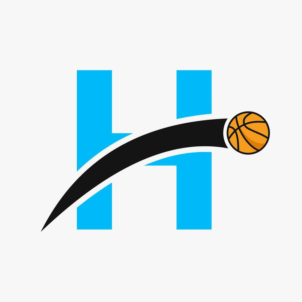 Basketball Logo auf Brief h mit ziehen um Basketball Symbol. Korb Ball Logo Symbol vektor