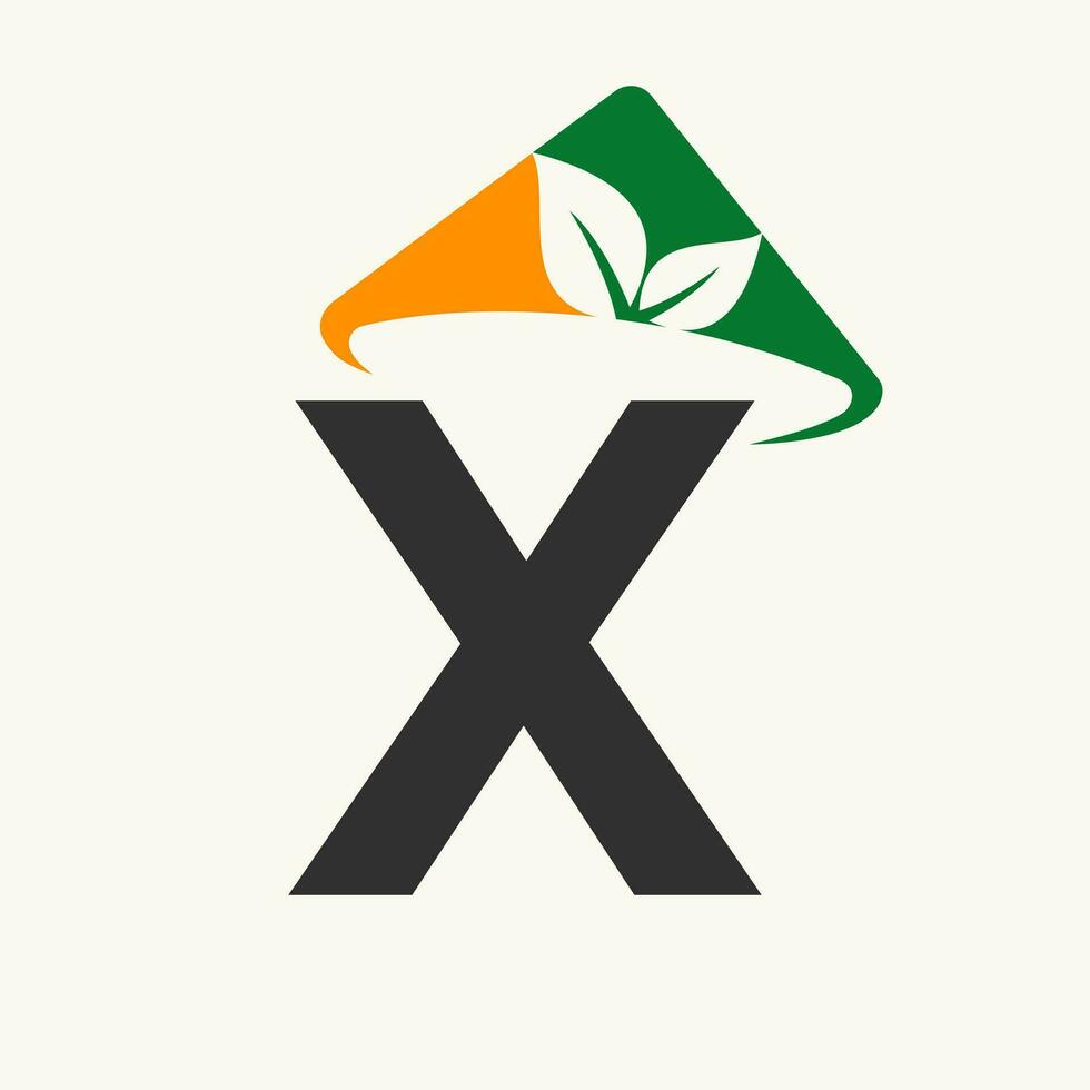 Landwirtschaft Logo auf Brief x Konzept mit Farmer Hut Symbol. Landwirtschaft Logo Vorlage vektor