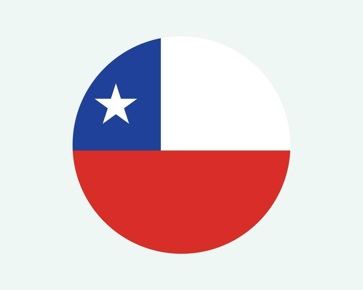 Chile runden Land Flagge. kreisförmig chilenisch National Flagge. Republik von Chile Kreis gestalten Taste Banner. eps Vektor Illustration.