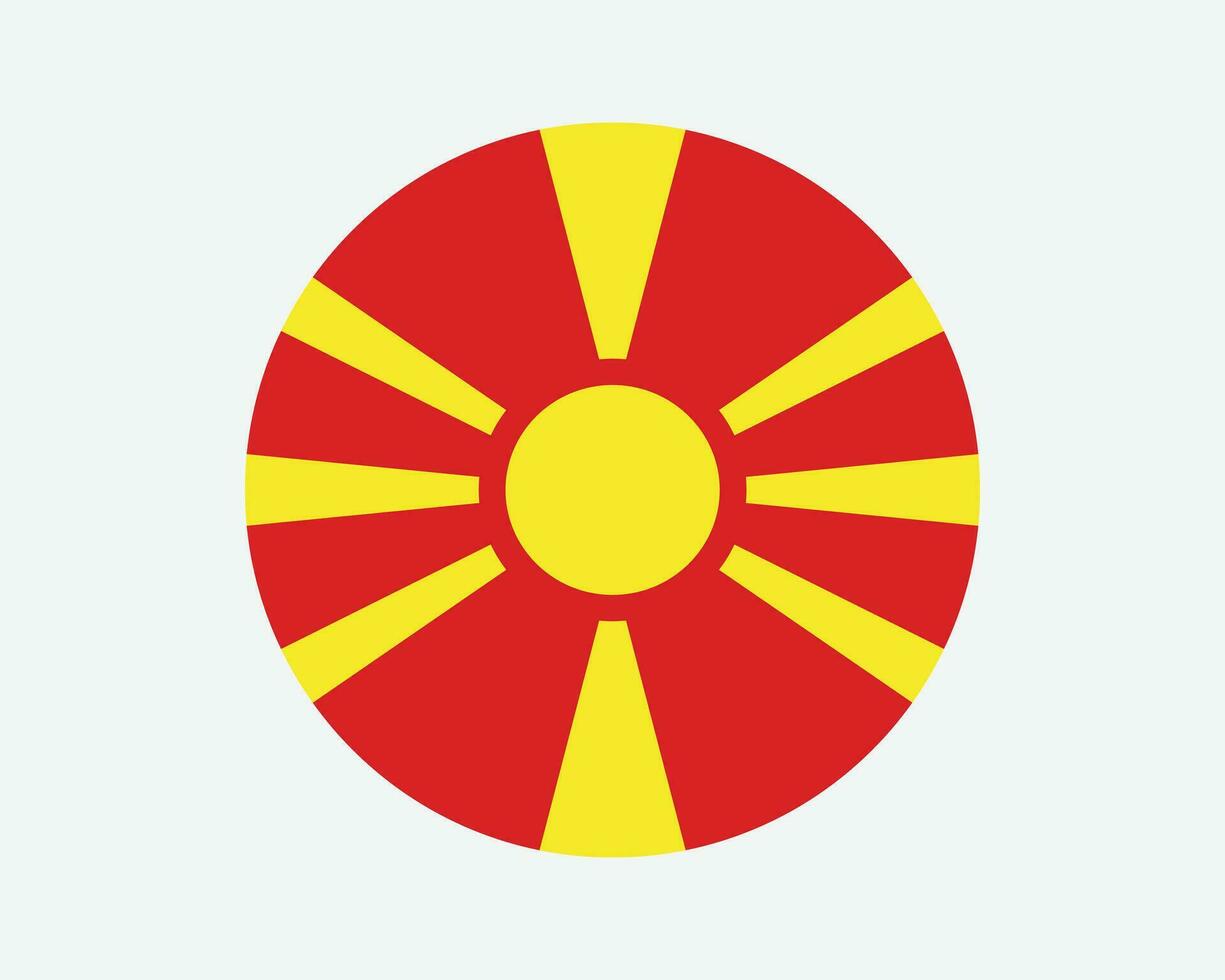 norr macedonia runda Land flagga. norr makedonska cirkel nationell flagga. republik av norr macedonia cirkulär form knapp baner. eps vektor illustration.